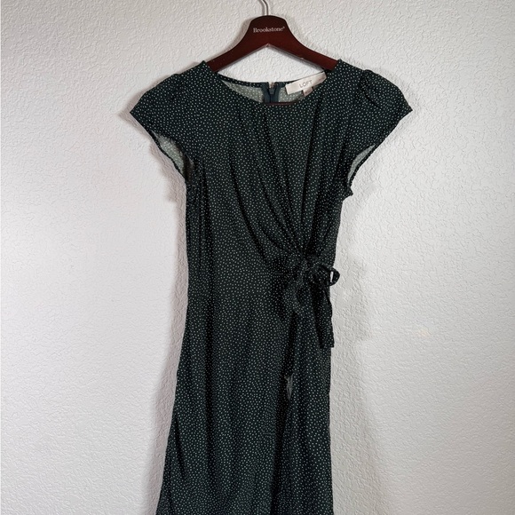 Loft Black Polka Dot Mini Wrap Dress Size 00P - Picture 7 of 8